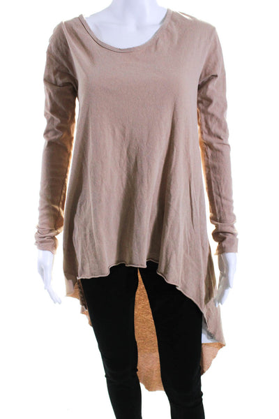 Frank & Eileen Womens Asymmetrical Tee Shirt Beige Cotton Size Small