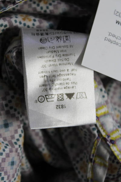 Cotelac Womens Geometric Print Short Sleeves Blouse Multi Colored Cotton Size 1
