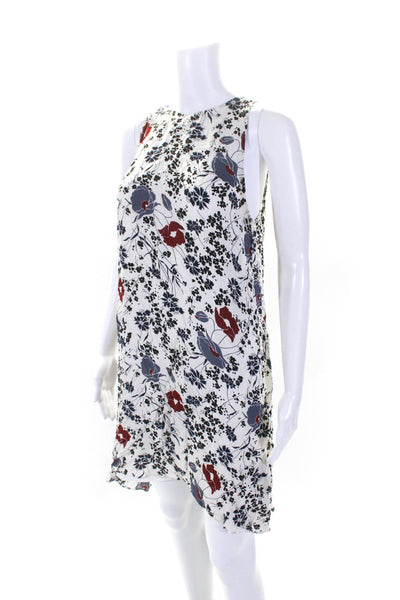 Theory Womens White Floral Crew Neck Lined Sleeveless A-Line Dress Size 6