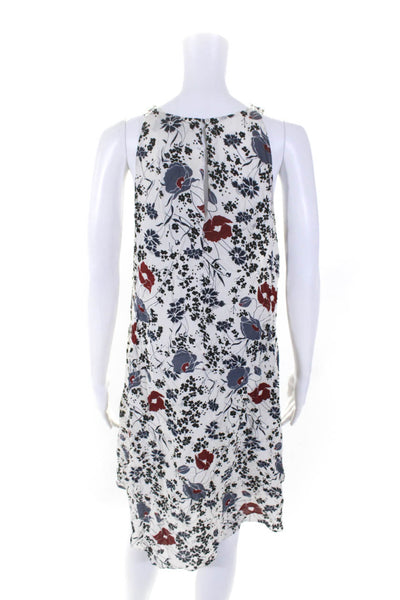 Theory Womens White Floral Crew Neck Lined Sleeveless A-Line Dress Size 6