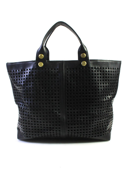Reed Krakoff Womens Black Cut Out Detail Tote Shoulder Bag Handbag