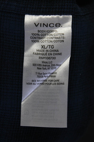 Vince Mens Blue Cotton Plaid Hooded Long Sleeve Button Down Shirt Size XL