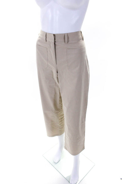 Jenni Kayne Womens Zipper Fly High Rise Straight Leg Pants Brown Cotton Size 4