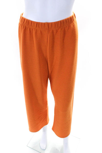 Liana Womens Elastic Waistband High Rise Wide Leg Pants Orange Size Medium