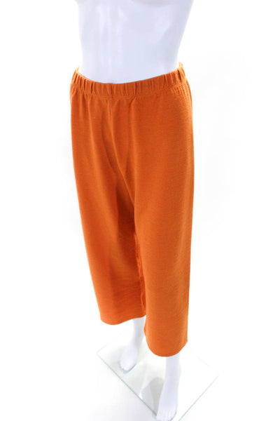 Liana Womens Elastic Waistband High Rise Wide Leg Pants Orange Size Medium