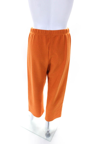 Liana Womens Elastic Waistband High Rise Wide Leg Pants Orange Size Medium