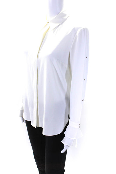 T Tahari Womens Button Front Lightweight Collared Shirt White Size Small