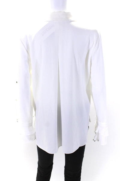 T Tahari Womens Button Front Lightweight Collared Shirt White Size Small