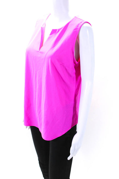 Jude Connally Womens Sleeveless V Neck Lightweight Top Neon Pink Size Large