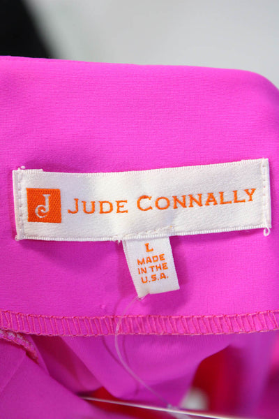 Jude Connally Womens Sleeveless V Neck Lightweight Top Neon Pink Size Large