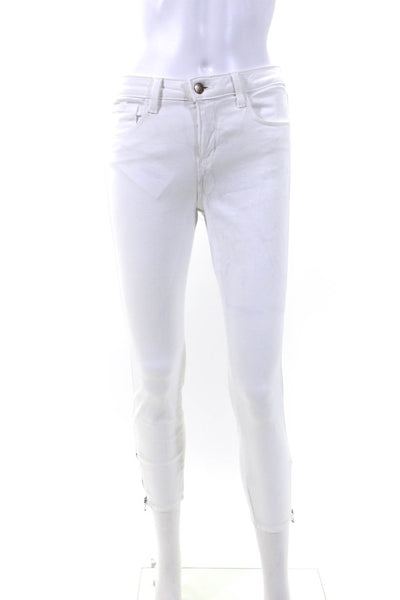 L Agence Womens Zipper Fly Mid Rise Emmanuelle Skinny Jeans White Size 28