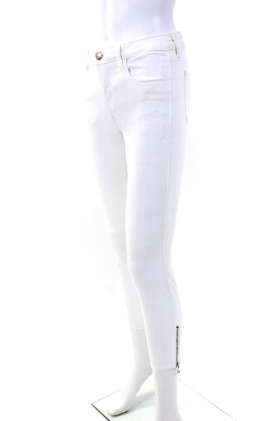 L Agence Womens Zipper Fly Mid Rise Emmanuelle Skinny Jeans White Size 28