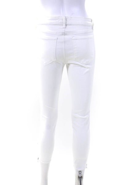 L Agence Womens Zipper Fly Mid Rise Emmanuelle Skinny Jeans White Size 28