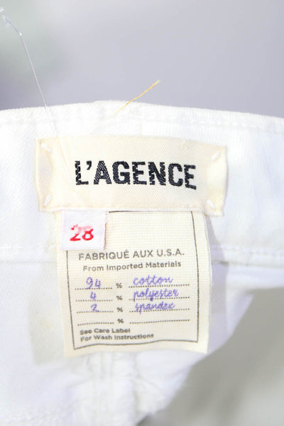 L Agence Womens Zipper Fly Mid Rise Emmanuelle Skinny Jeans White Size 28