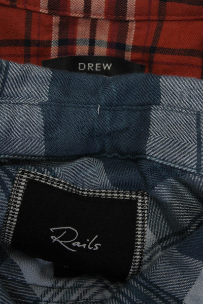 Rails Drew Womens Plaid Button Down Shirts Blue Size Medium Small Lot 2