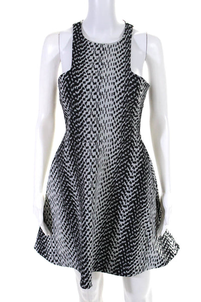 Elizabeth and James Womens Abstract Print A Line Dress White Black Size 8