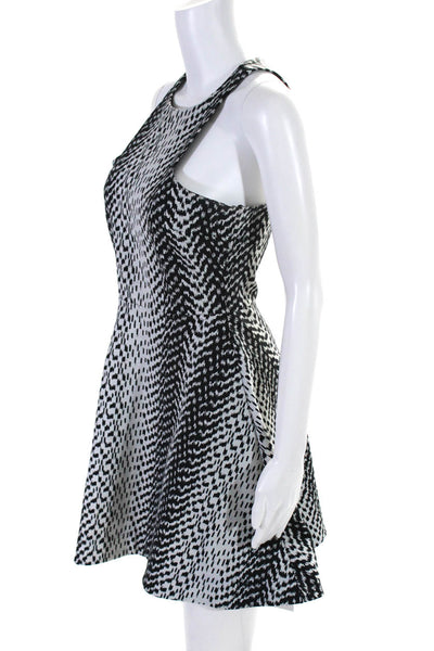 Elizabeth and James Womens Abstract Print A Line Dress White Black Size 8