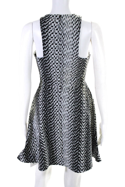 Elizabeth and James Womens Abstract Print A Line Dress White Black Size 8