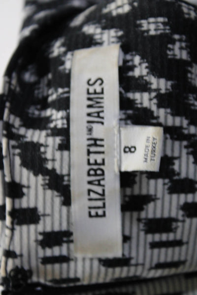 Elizabeth and James Womens Abstract Print A Line Dress White Black Size 8