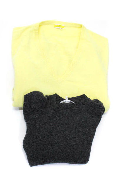 J Crew Frame Womens Cashmere V-Neck Pullover Sweater Top Yellow Size M XS Lot 2