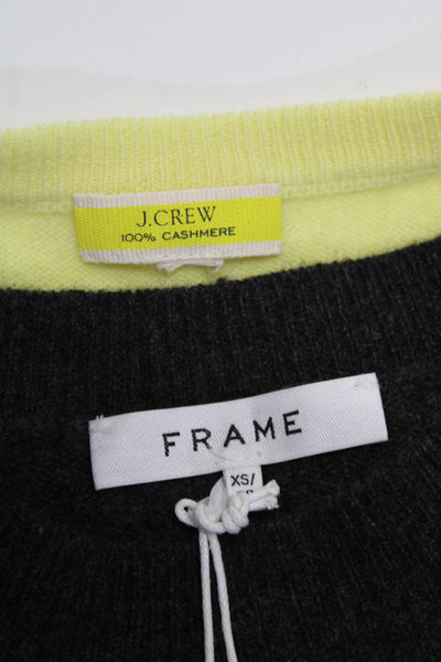 J Crew Frame Womens Cashmere V-Neck Pullover Sweater Top Yellow Size M XS Lot 2