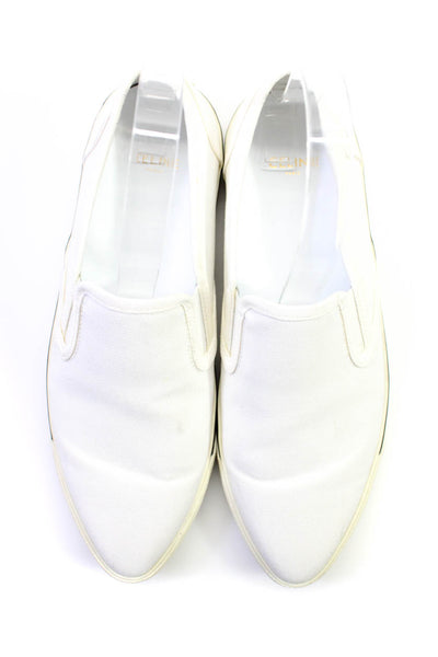 Celine Womens Pointed Toe Slip On Canvas Sneakers White Size 38 8