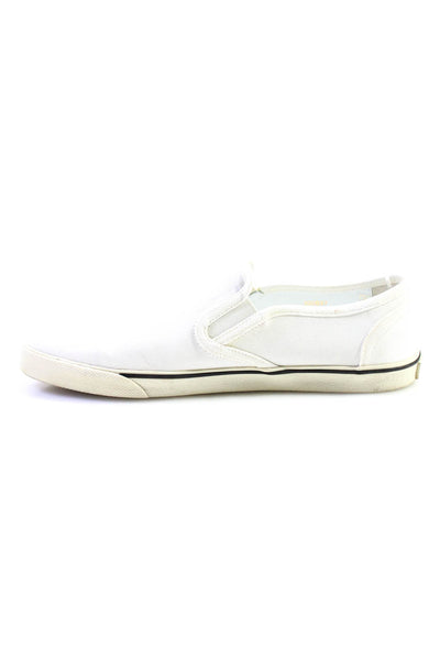 Celine Womens Pointed Toe Slip On Canvas Sneakers White Size 38 8