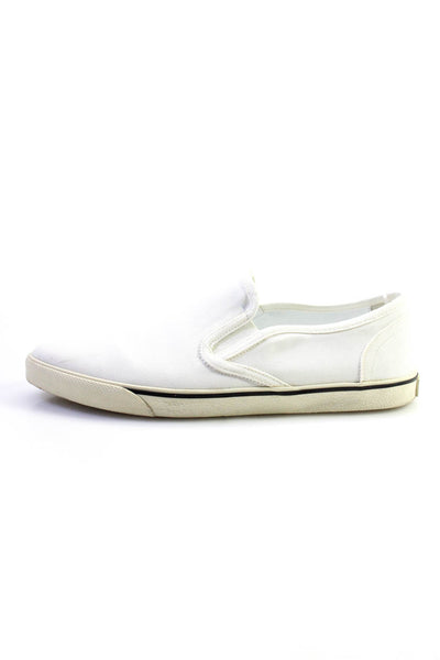 Celine Womens Pointed Toe Slip On Canvas Sneakers White Size 38 8