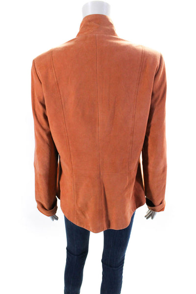 Dana Buchman Womens Suede Full Zipper High Neck Light Jacket Orange Size 10