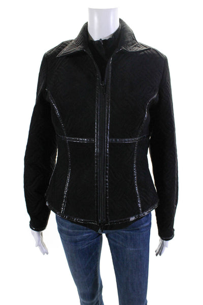 Anne Fontaine Womens Suede Textured Full Zipper Jacket Black Size EUR 40