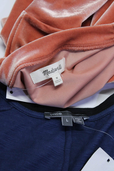 Madewell Vince Womens Velvet Short Sleeve T shirt Blouse Coral Size M L Lot 2