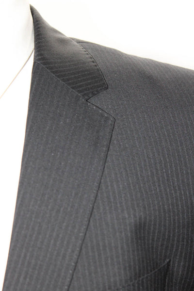 Boss Hugo Boss Mens Pinstripe Two Button Blazer Jacket Black Wool Size 40