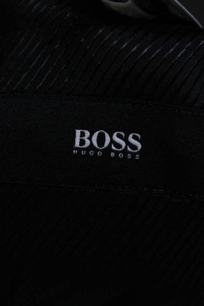 Boss Hugo Boss Mens Pinstripe Two Button Blazer Jacket Black Wool Size 40