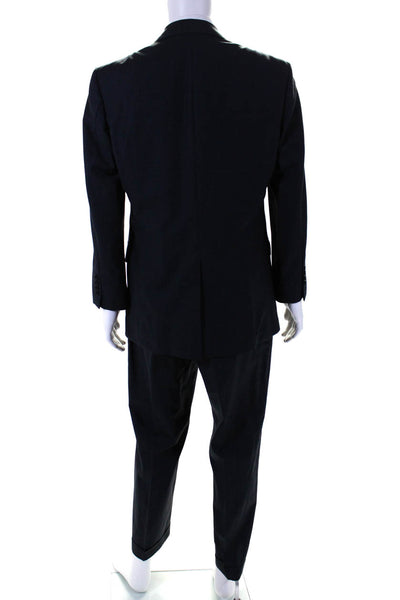 346 Brooks Brothers Mens Plaid Two Button Straight Leg Suit Navy Size 41 31/35