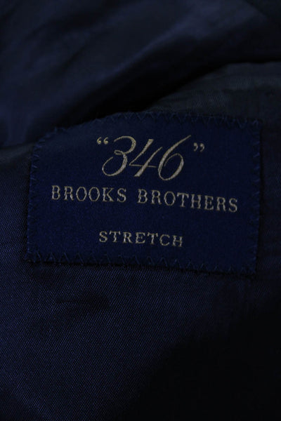 346 Brooks Brothers Mens Plaid Two Button Straight Leg Suit Navy Size 41 31/35