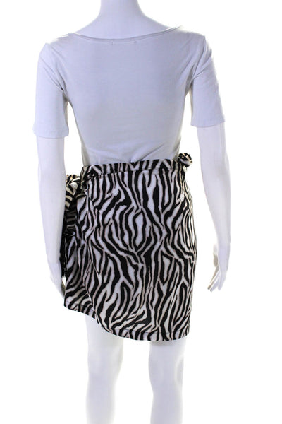 Muze New York Womens Crepe Zebra Printed Blouse Skirt Set Black Size M