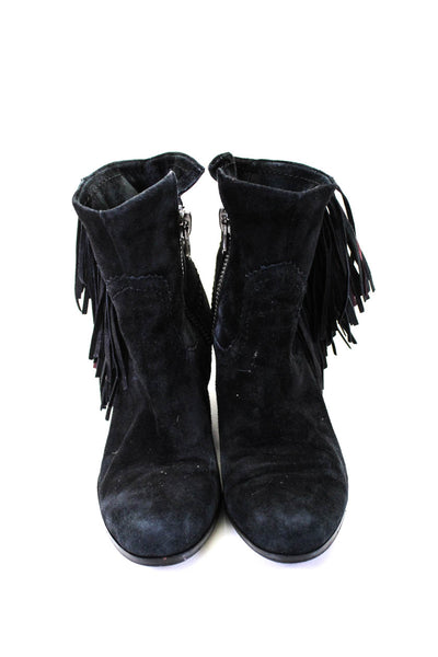 Sam Edelman Womens Suede Darted Zipped Tassel Cuban Heels Boots Black Size 6.5