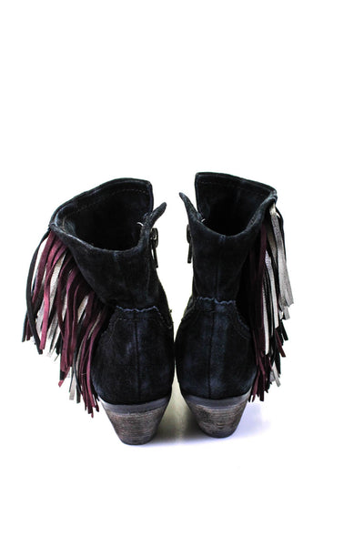 Sam Edelman Womens Suede Darted Zipped Tassel Cuban Heels Boots Black Size 6.5