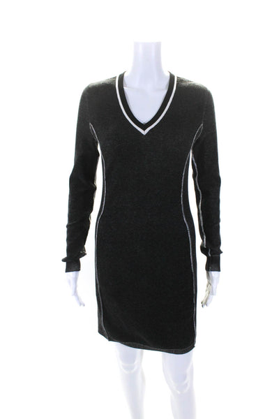 Rag & Bone Womens Faded Black V-Neck Long Sleeve Sweater Dress Size XS