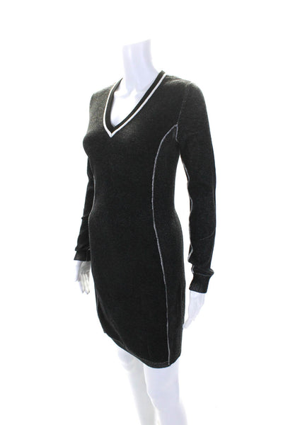 Rag & Bone Womens Faded Black V-Neck Long Sleeve Sweater Dress Size XS