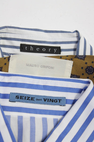 Theory Mauro Grifoni Seize Sur Vingt Womens Blue Striped Shirt Size S XXS lot 3