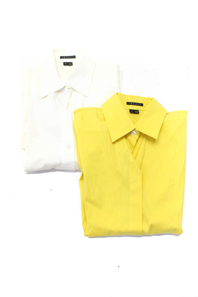 Theory Womens Yellow Cotton Button Down Short Sleeve Blouse Top Size S lot 2