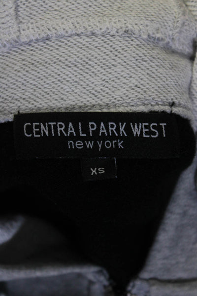 Central Park West Womens Full Zipper Hoodie Black Grey Cotton Size Extra Small