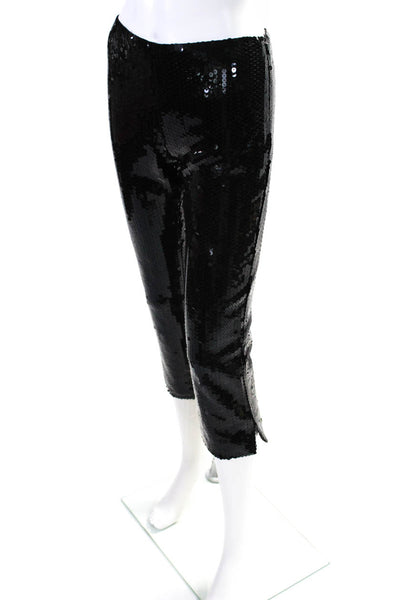 Moschino Cheap & Chic Womens Side Zip Mid Rise Sequin Cropped Pants Black Size 6