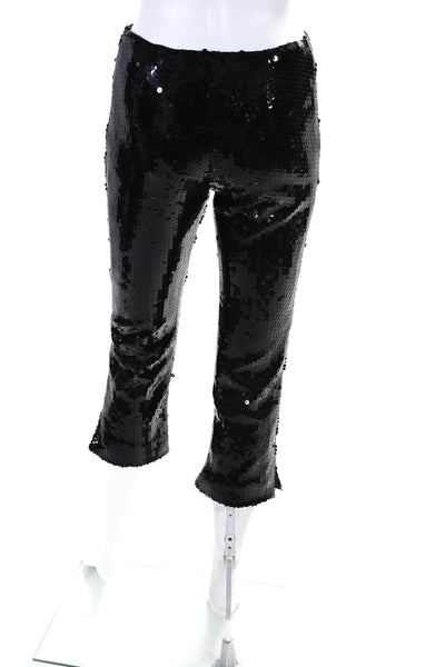 Moschino Cheap & Chic Womens Side Zip Mid Rise Sequin Cropped Pants Black Size 6