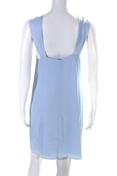 Rag & Bone Womens Side Zip Sleeveless Twist V Neck Shift Dress Blue Size Small