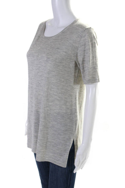 Sharis Place Womens Wool Round Neck Short Sleeve Pullover Top Gray Size EUR48