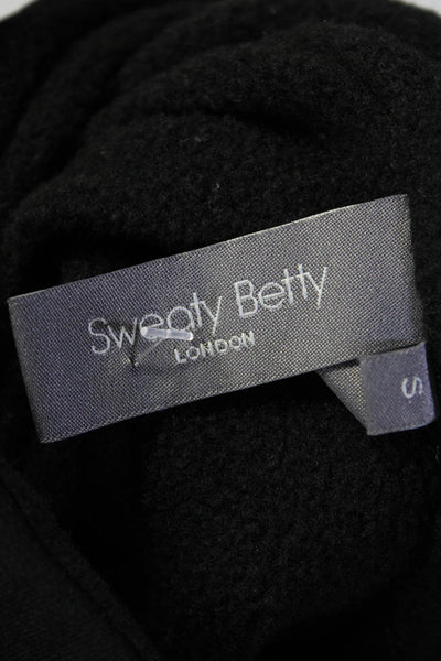 Sweaty Betty Womens Side Zip Striped Turtleneck Pullover Sweatshirt Black Small