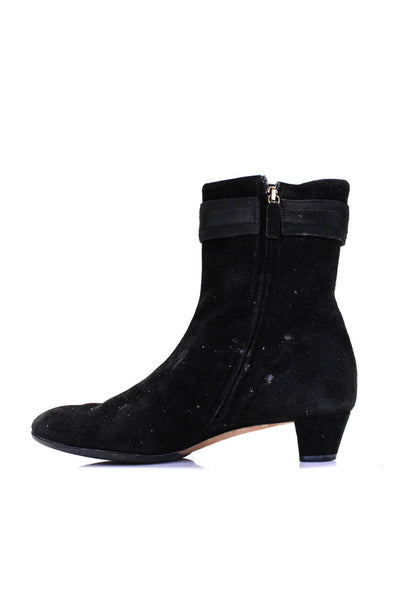 Gucci Womens Interlocking GG Detail Low Heel Ankle Boots Black Suede 36.5 6.5