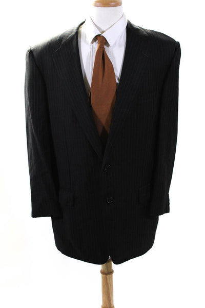 Ermenegildo Zegna Mens Striped Blazer Jacket Black Brown Wool Size EUR 54